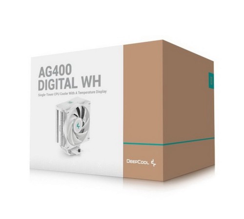Вентилятор для процессора DeepCool AK400 DIGITAL WH Socket 1700/115X/1200/AM5/AM4, 120mm, 2100rpm, 31.6 дБА, 220W, PWM 4-pin, Al-Cu (R-AG400-WHNDMN-G-
