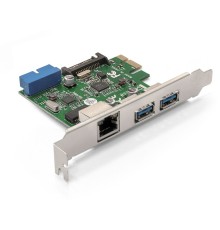 Exegate EX290278RUS Контроллер ExeGate EXE-362 PCI-E 2.0, 2*USB3.0 ext + 1*USB3.0 int + LAN UTP 1000Mbps, разъем доп.питания (OEM)