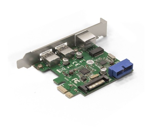Exegate EX290278RUS Контроллер ExeGate EXE-362 PCI-E 2.0, 2*USB3.0 ext + 1*USB3.0 int + LAN UTP 1000Mbps, разъем доп.питания (OEM)