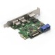 Exegate EX290278RUS Контроллер ExeGate EXE-362 PCI-E 2.0, 2*USB3.0 ext + 1*USB3.0 int + LAN UTP 1000Mbps, разъем доп.питания (OEM)