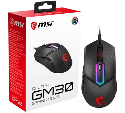 Мышь MSI Clutch GM30 черный оптическая (6200dpi) USB2.0 (6but)