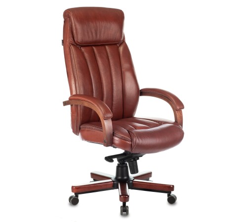 Кресло руководителя Бюрократ T-9922WALNUT светло-коричневый Leather Eichel кожа крестовина металл/дерево