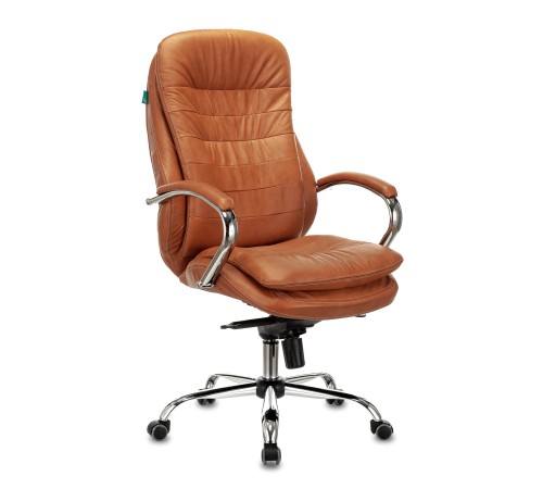 Кресло руководителя Бюрократ T-9950 рыжий Leather Ontano кожа крестовина металл хром Кресло руководителя Бюрократ T-9950 рыжий Leather Ontano кожа крестовина металл хром
