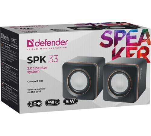 Defender#1 Акустическая 2.0 система SPK 33 5 Вт, питание от USB Defender SPK 33 (65633)