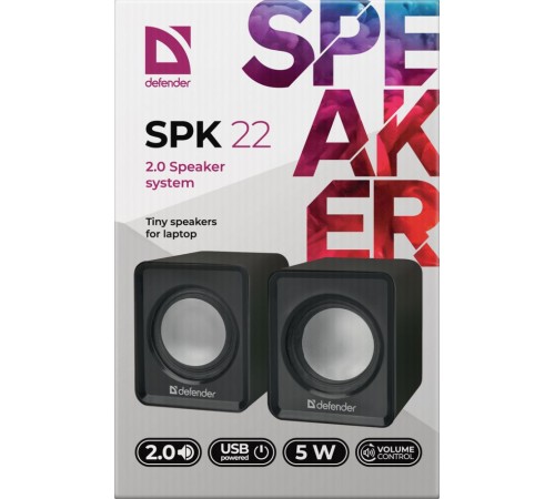 Defender#1 Акустическая 2.0 система SPK 22 черный, 5 Вт, питание от USB Defender #1 SPK 22 Black (65503)