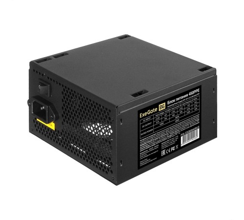 Exegate EX260640RUS-PC Блок питания 450W Exegate 450PPE, ATX, black, APFC, 12cm, 24p+(4+4)p, PCI-E, 3*IDE, 5*SATA, FDD