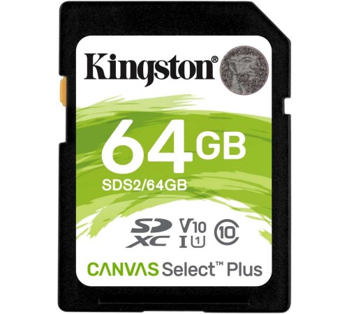 Флеш карта SDXC 64Gb Class10 Kingston SDS2/64GB Canvas Select Plus w/o adapter
