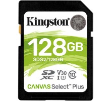 Флеш карта SDXC 128Gb Class10 Kingston SDS2/128GB Canvas Select Plus w/o adapter