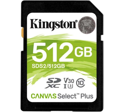 Флеш карта SDXC 512Gb Class10 Kingston SDS2/512GB Canvas Select Plus w/o adapter
