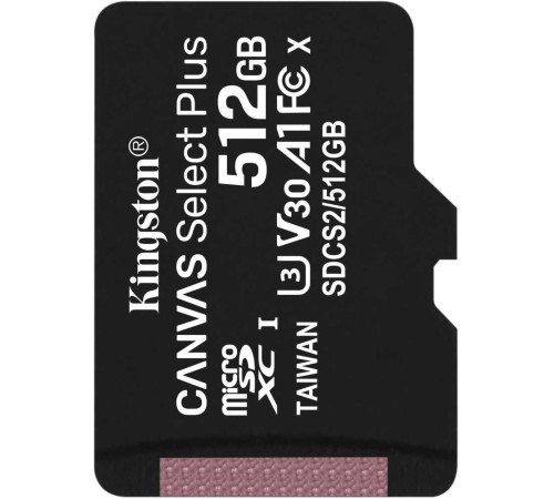 Флеш карта microSDXC 512Gb Kingston SDCS2/512GBSP Canvas Select Plus w/o adapter