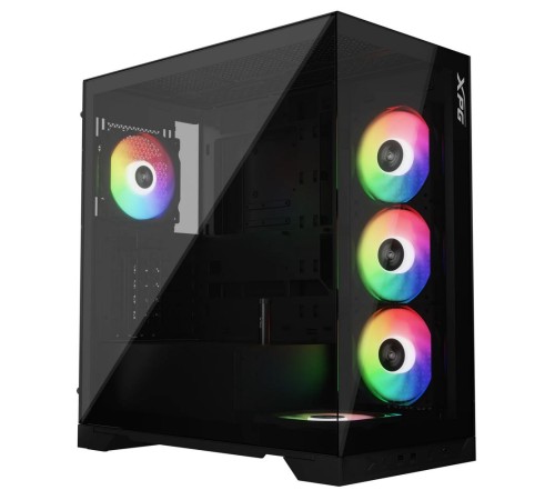 Корпус XPG INVADER X BLACK (INVADERXMT-BKCWW) Mid-Tower Gaming ATX PC Case with Panoramic View, Tempered Glass Panels, and RGB Lighting Black