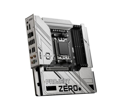 Материнская плата MSI B650M PROJECT ZERO B650, AM5, 4DDR5, 1PCI-Ex16, 2PCI-Ex1, 2M.2, 4SATA3.0, 1USB3.2Gen2x2, 5USB3.2Gen2, 4USB3.2Gen1, 6USB 2.0