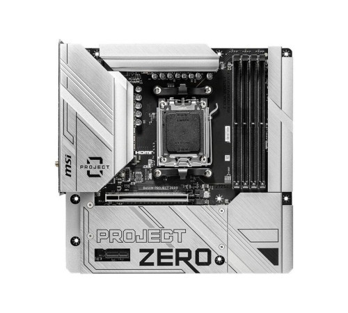 Материнская плата MSI B650M PROJECT ZERO B650, AM5, 4DDR5, 1PCI-Ex16, 2PCI-Ex1, 2M.2, 4SATA3.0, 1USB3.2Gen2x2, 5USB3.2Gen2, 4USB3.2Gen1, 6USB 2.0