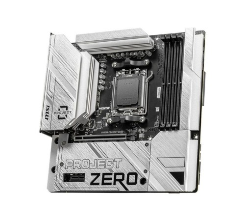 Материнская плата MSI B650M PROJECT ZERO B650, AM5, 4DDR5, 1PCI-Ex16, 2PCI-Ex1, 2M.2, 4SATA3.0, 1USB3.2Gen2x2, 5USB3.2Gen2, 4USB3.2Gen1, 6USB 2.0
