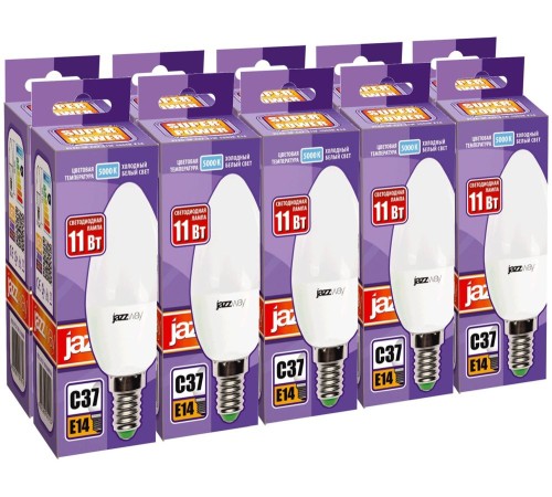 Лампа светодиодная Jazzway PLED-SP 11Вт цок.:E14 свеча 220B 5000K св.свеч.бел.ней. C37 (упак.:10шт) (5019218)