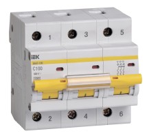 Выключатель автоматический IEK ВА47-100 MVA40-3-100-C 100A тип C 10kA 3П 400В 4.5 мод белый (упак.:1шт)