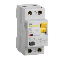 Выключатель дифф.тока УЗО IEK ВД1-63 MDV10-2-016-030 16A 30мА AC 2П 230В 2мод белый (упак.:1шт)