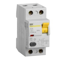 Выключатель дифф.тока УЗО IEK ВД1-63 MDV10-2-040-300 40A 300мА AC 2П 230В 2мод белый (упак.:1шт)