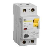 Выключатель дифф.тока УЗО IEK ВД1-63 MDV10-2-040-030 40A 30мА AC 2П 230В 2мод белый (упак.:1шт)
