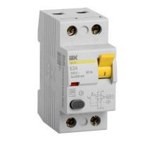 Выключатель дифф.тока УЗО IEK ВД1-63 MDV10-2-063-300 63A 300мА AC 2П 230В 2мод белый (упак.:1шт)