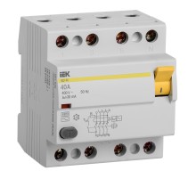 Выключатель дифф.тока УЗО IEK ВД1-63 MDV10-4-040-030 40A 30мА AC 4П 400В 4мод белый (упак.:1шт)