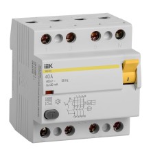 Выключатель дифф.тока УЗО IEK ВД1-63 MDV10-4-040-030 40A 30мА AC 4П 400В 4мод белый (упак.:1шт)