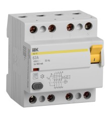 Выключатель дифф.тока УЗО IEK ВД1-63 MDV10-4-063-100 63A 100мА AC 4 400В 4мод белый (упак.:1шт)