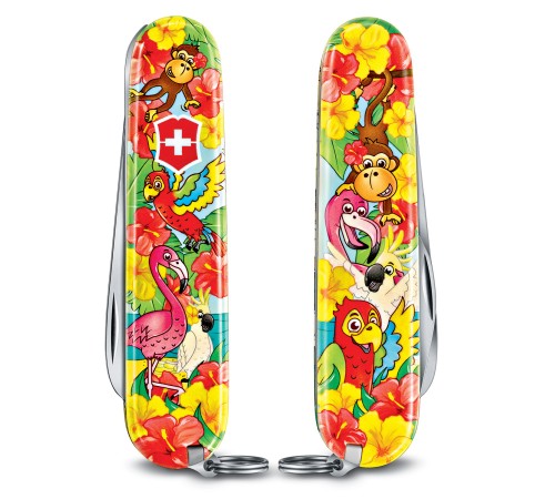 Нож перочинный Victorinox My First Victorinox Parrot Edition (0.2373.E3) 84мм 9функций красный/рисунок карт.коробка Нож перочинный Victorinox My First Victorinox Parrot Edition (0.2373.E3) 84мм 9функций красный/рисунок карт.коробка