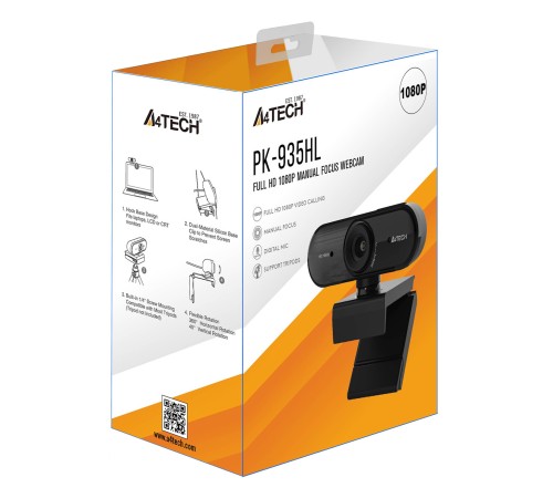 Камера Web A4Tech PK-935HL черный 2Mpix (1920x1080) USB2.0 с микрофоном Камера Web A4Tech PK-935HL черный 2Mpix (1920x1080) USB2.0 с микрофоном