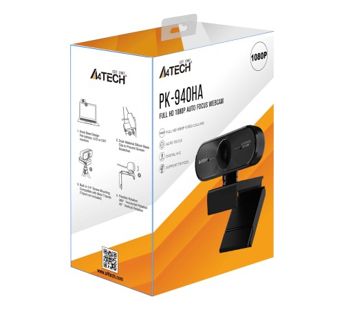 Камера Web A4Tech PK-940HA черный 2Mpix (1920x1080) USB2.0 с микрофоном Камера Web A4Tech PK-940HA черный 2Mpix (1920x1080) USB2.0 с микрофоном