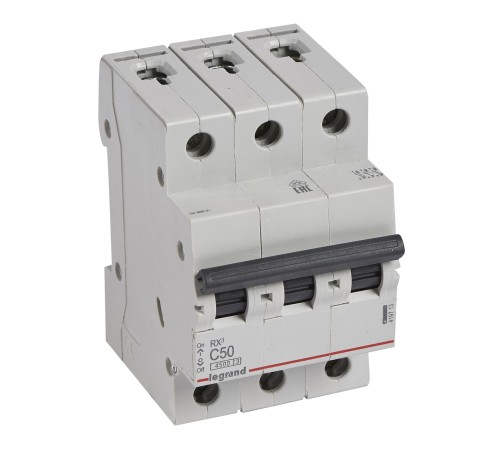 Выключатель автоматический Legrand RX3 419713 50A тип C 4.5kA 3П 400В 3мод