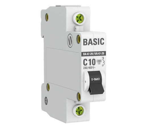 Выключатель автоматический EKF MCB4729-1-10C 10A тип C 4.5kA 1П 230/400В 1мод белый