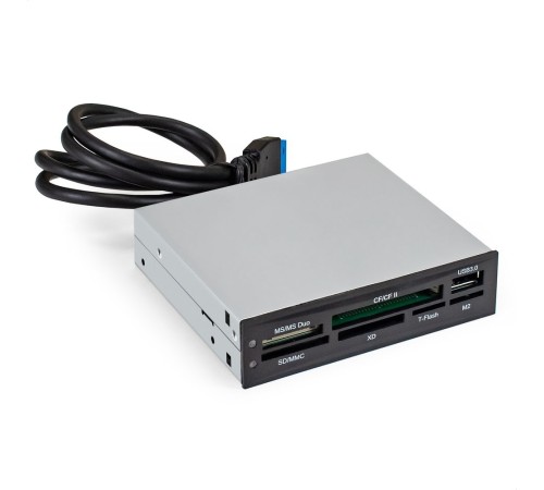 Exegate EX293028RUS Картридер USB3.0  <CR-611U3> (внутренний, 3.5", мультиформатный: SD/SDHC/SDXC/MMC/microSD/T-Flash/CF/MS/MS micro/XD, 1 доп.порт USB3.0, черный, металл)
