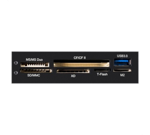 Exegate EX293028RUS Картридер USB3.0  <CR-611U3> (внутренний, 3.5", мультиформатный: SD/SDHC/SDXC/MMC/microSD/T-Flash/CF/MS/MS micro/XD, 1 доп.порт USB3.0, черный, металл)