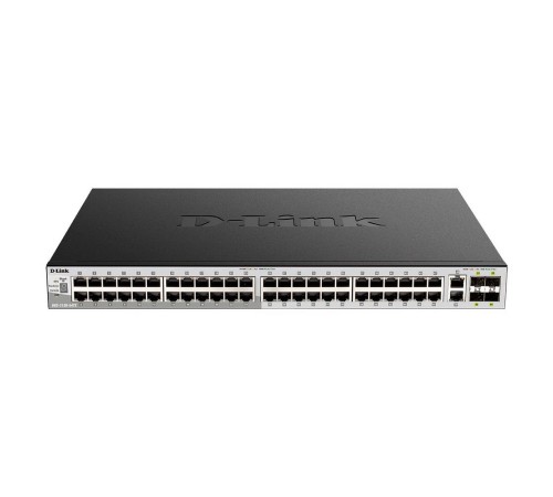 D-Link DGS-3130-54PS/B2A PROJ Управляемый L3 стекируемый коммутатор с 48 портами 10/100/1000Base-T, 2 портами 10GBase-T и 4 портами 10GBase-X SFP+ (48 портов PoE 802.3af/at, PoE-бюджет 370 Вт)