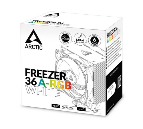 Вентилятор для процессора Arctic Cooling Вентилятор для процессора Arctic Freezer 36 A-RGB (White) - Retail (Intel: LGA 1851, LGA 1700 AMD: AM5, AM4)  (ACFRE00125A)
