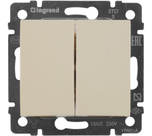 Выключатель Legrand Valena скрыт. 2кл. IP20 слоновая кость (774305)