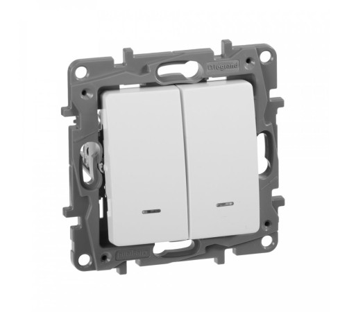 Выключатель Legrand Etika скрыт. 2кл. с подсветкой IP20 белый (672204)