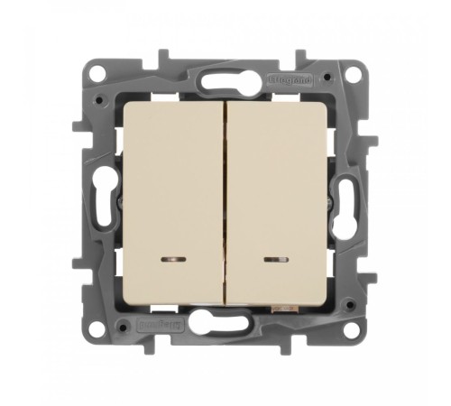 Выключатель Legrand Etika скрыт. 2кл. с подсветкой IP20 слоновая кость (672304)