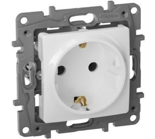 Розетка силов. Legrand Etika 672221 скрыт. зазем. IP21 белый
