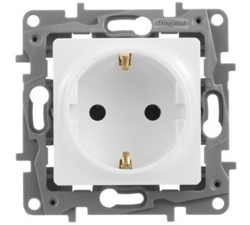 Розетка силов. Legrand Etika 672221 скрыт. зазем. IP21 белый