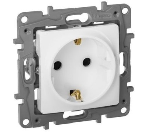 Розетка силов. Legrand Etika 672222 скрыт. зазем. штор. IP21 белый