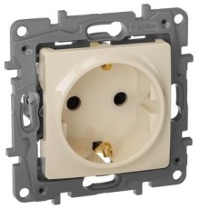 Розетка силовая Legrand Etika (672322) скрыт. зазем. штор. IP21 слоновая кость