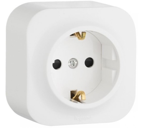 Розетка силовая Legrand Quteo (782211) откр. зазем. IP20 белый