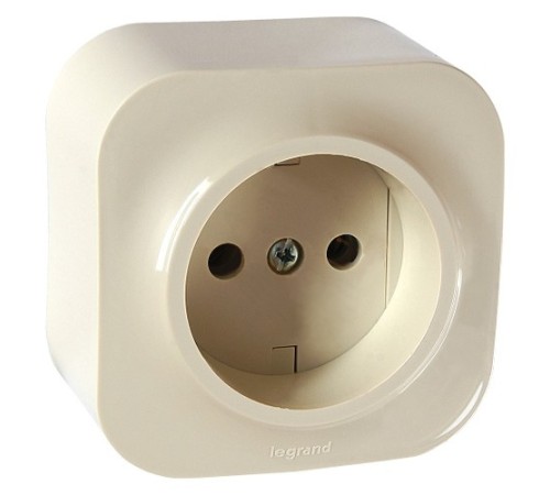 Розетка силовая Legrand Quteo (782240) откр. IP20 слоновая кость