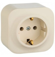Розетка силовая Legrand Quteo (782250) откр. зазем. штор. IP20 слоновая кость