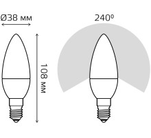 Лампа светодиодная Gauss Elementary 10Вт цок.:E14 свеча 220B 3000K св.свеч.бел.теп. C37 (упак.:10шт) (33110)
