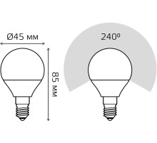 Лампа светодиодная Gauss Elementary 10Вт цок.:E14 шар 220B 3000K св.свеч.бел.теп. (упак.:10шт) (53110)