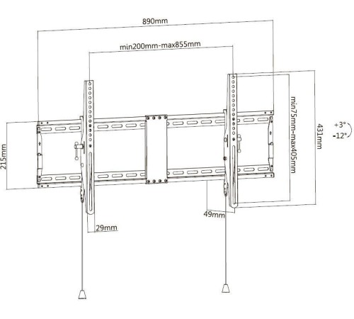 Кронштейн для телевизора Ultramounts UM 840T черный 43"-90" макс.70кг настенный наклон Кронштейн для телевизора Ultramounts UM 840T черный 43"-90" макс.70кг настенный наклон