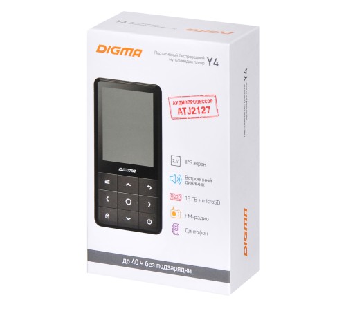 Плеер Hi-Fi Flash Digma Y4 BT 16Gb черный/2.4"/FM/microSDHC